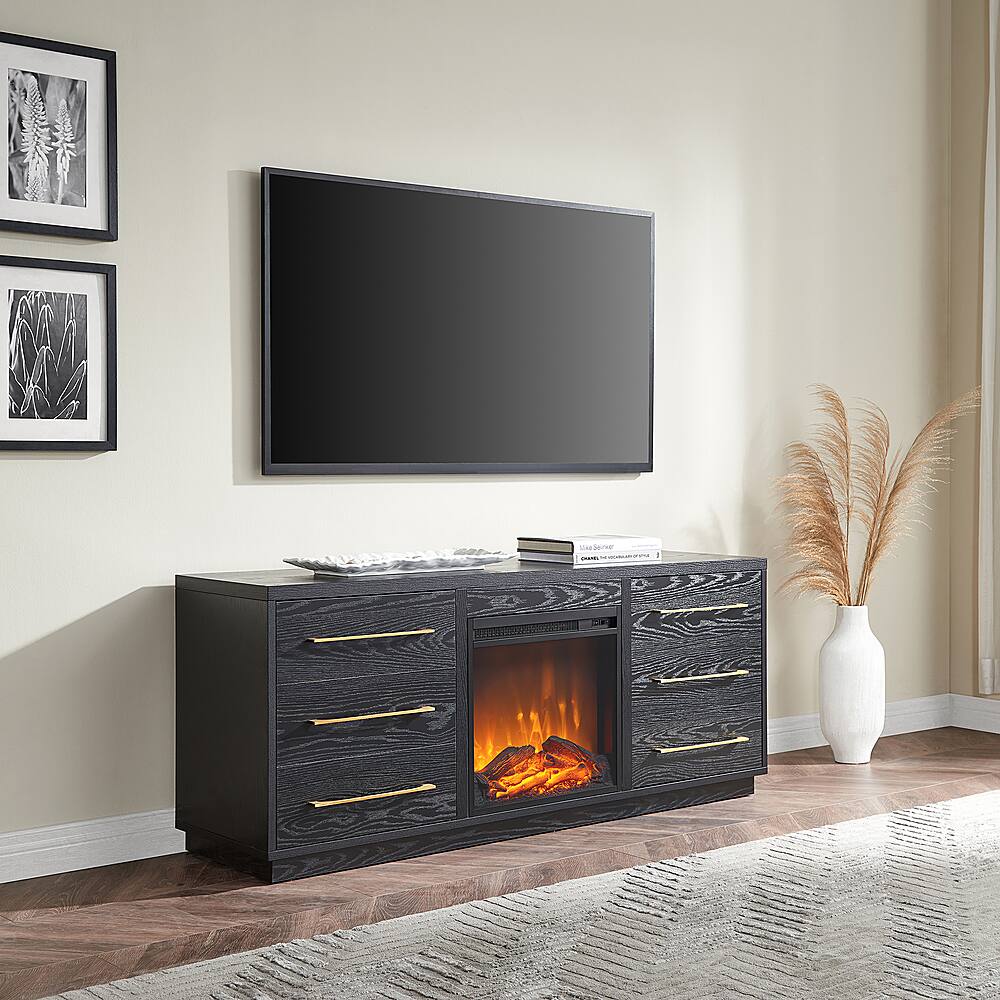 Best Buy Camdenandwells Greer Log Fireplace Tv Stand For Most Tvs Up To 65 Black Grain Tv1507