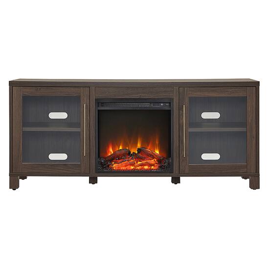 Camden Wells Quincy Log Fireplace TV Stand for Most TVs up to