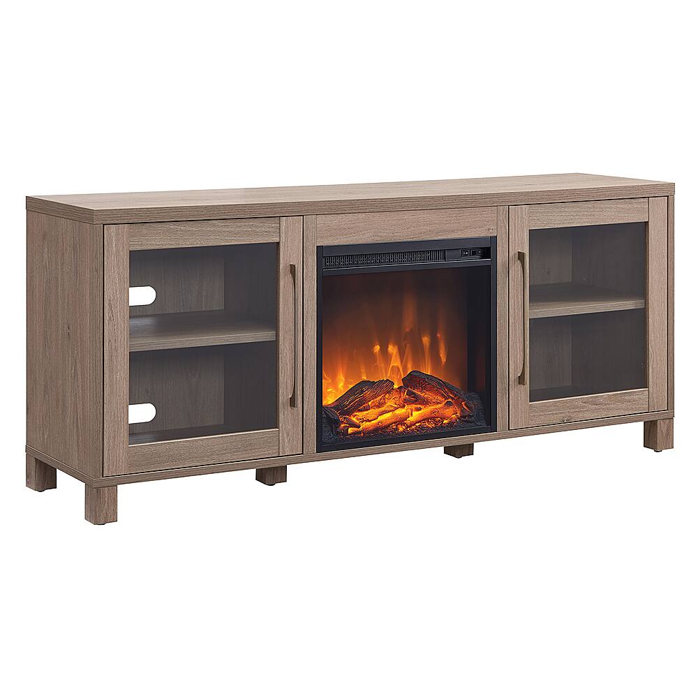 Angle View: Camden&Wells - Quincy Log Fireplace TV Stand for Most TVs up to 65" - Antiqued Gray Oak