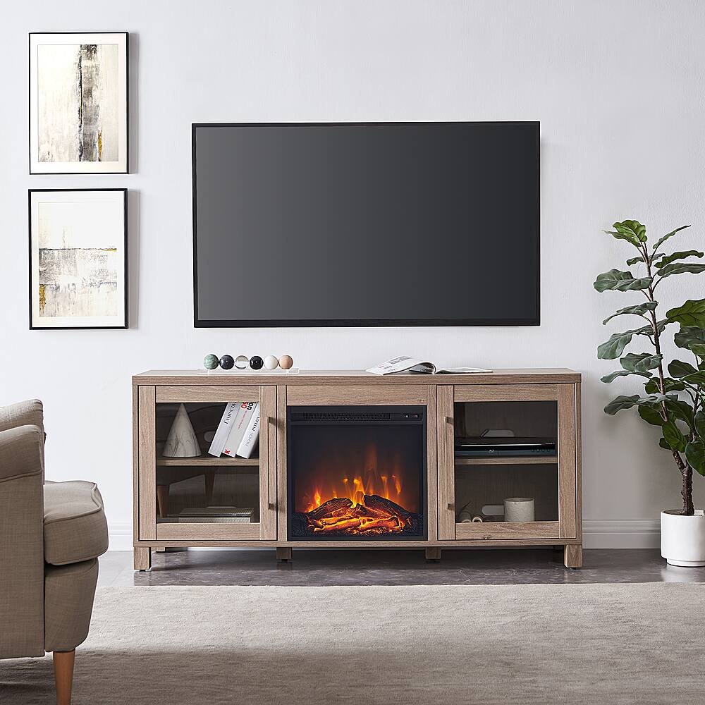Best Buy Camden&Wells Quincy Log Fireplace TV Stand for Most TVs up to