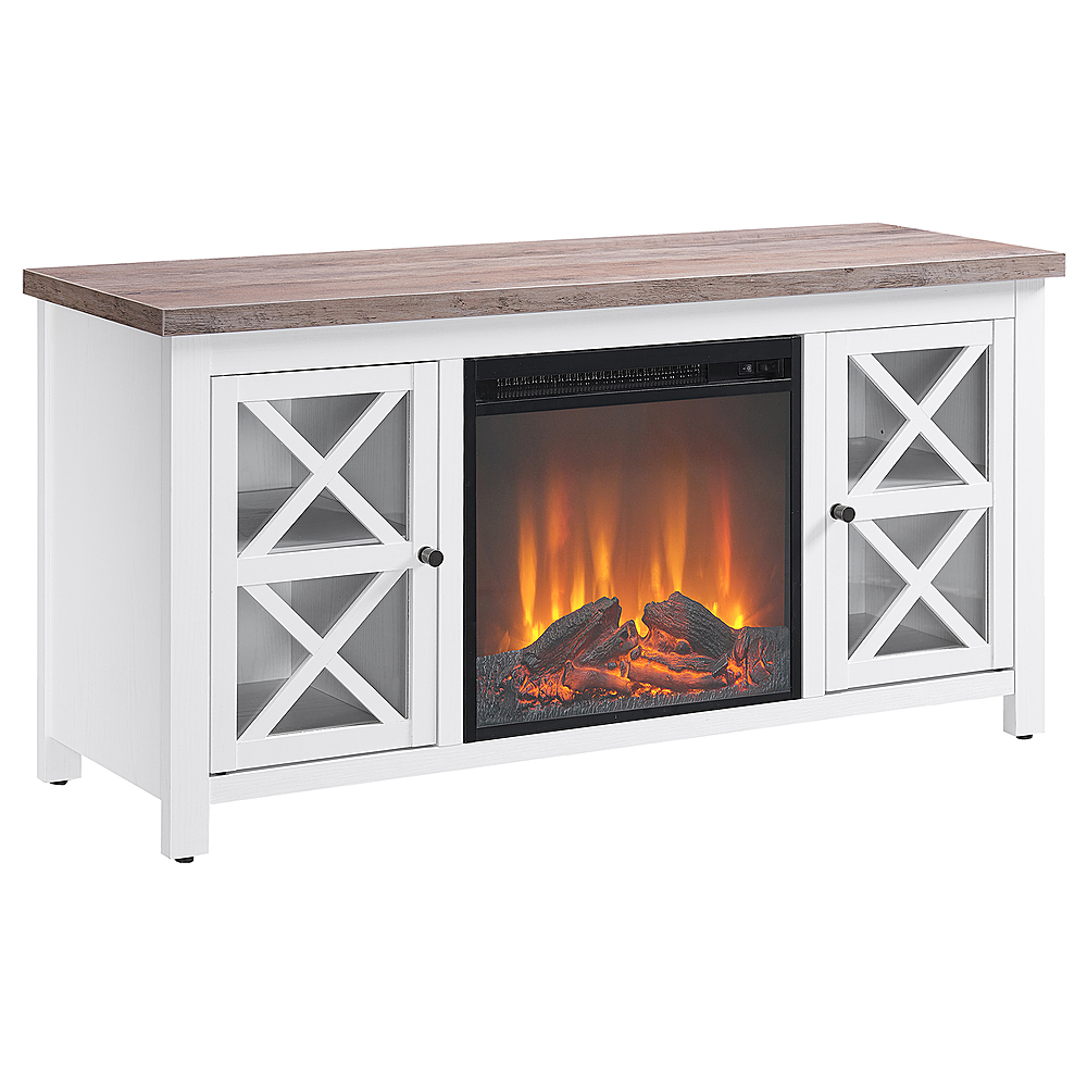 Angle View: Camden&Wells - Colton Log Fireplace TV Stand for Most TVs up to 55" - White/Gray Oak