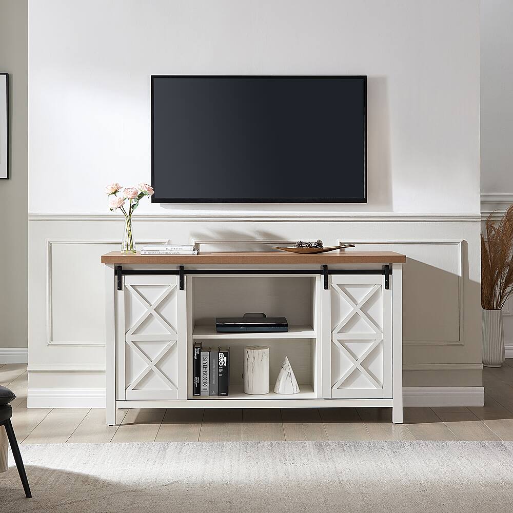 Camden&Wells Elmwood TV Stand for Most TVs up to 65" White/Golden Oak