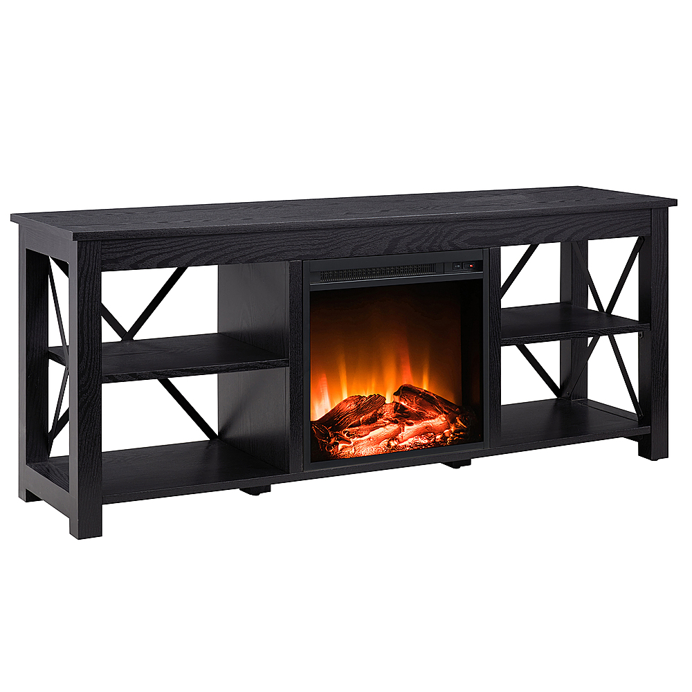Angle View: Camden&Wells - Sawyer Log Fireplace TV Stand for Most TVs up to 65" - Black