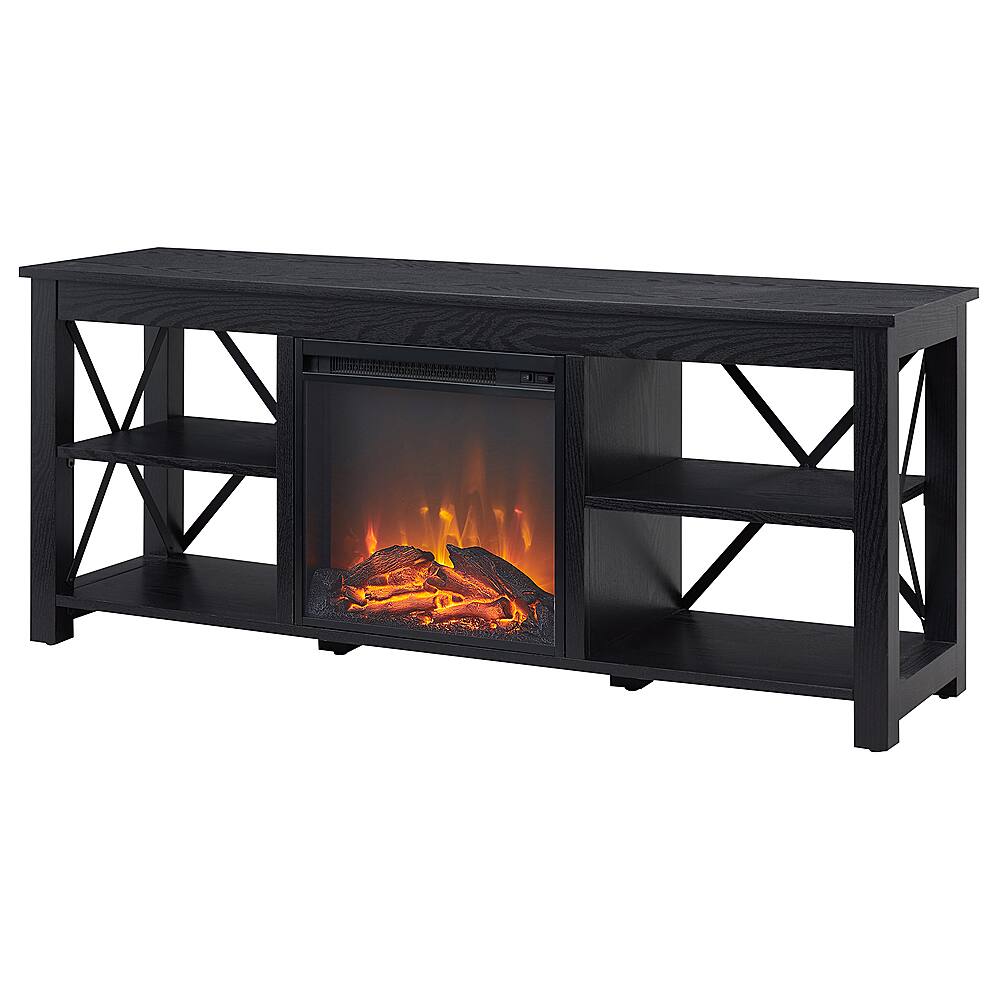 Camden&Wells Sawyer Log Fireplace TV Stand for Most TVs up to 65" Black