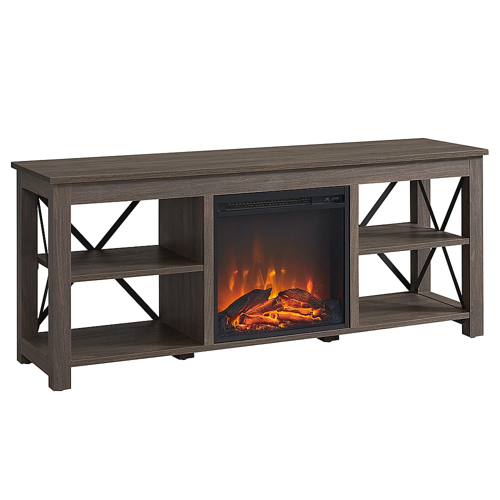 Angle View: Camden&Wells - Granger Crystal Fireplace TV Stand for Most TVs up to 65" - Alder Brown