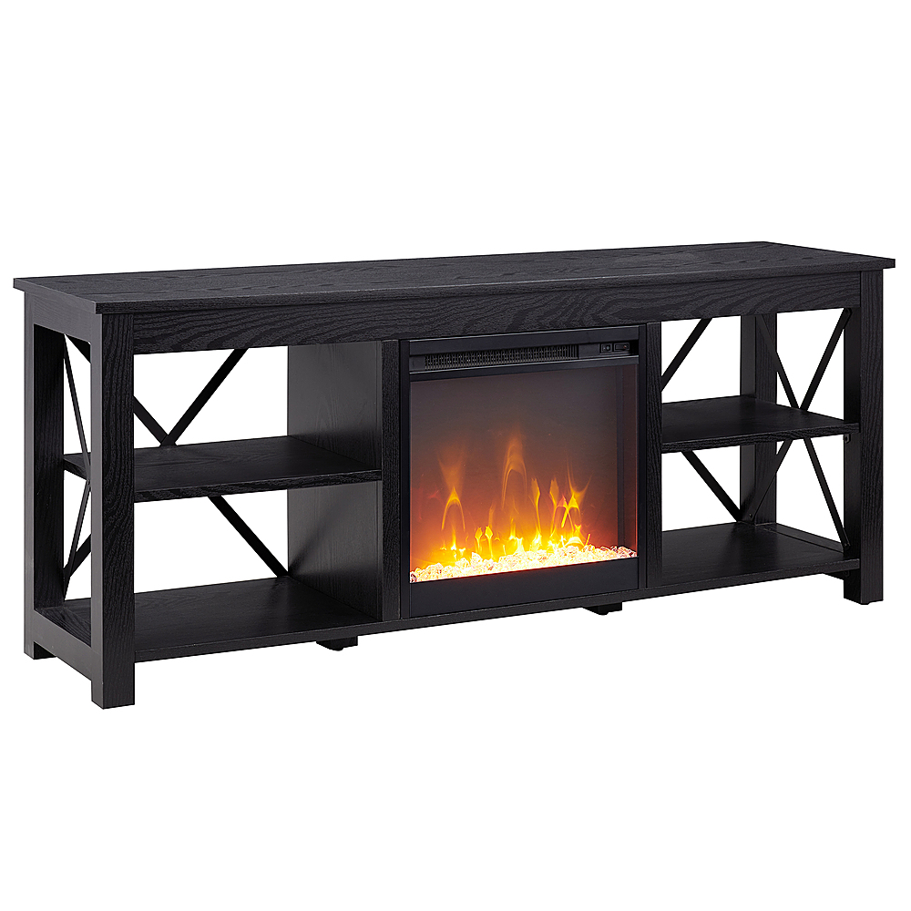 Angle View: Camden&Wells - Sawyer Crystal Fireplace TV Stand for Most TVs up to 65" - Black