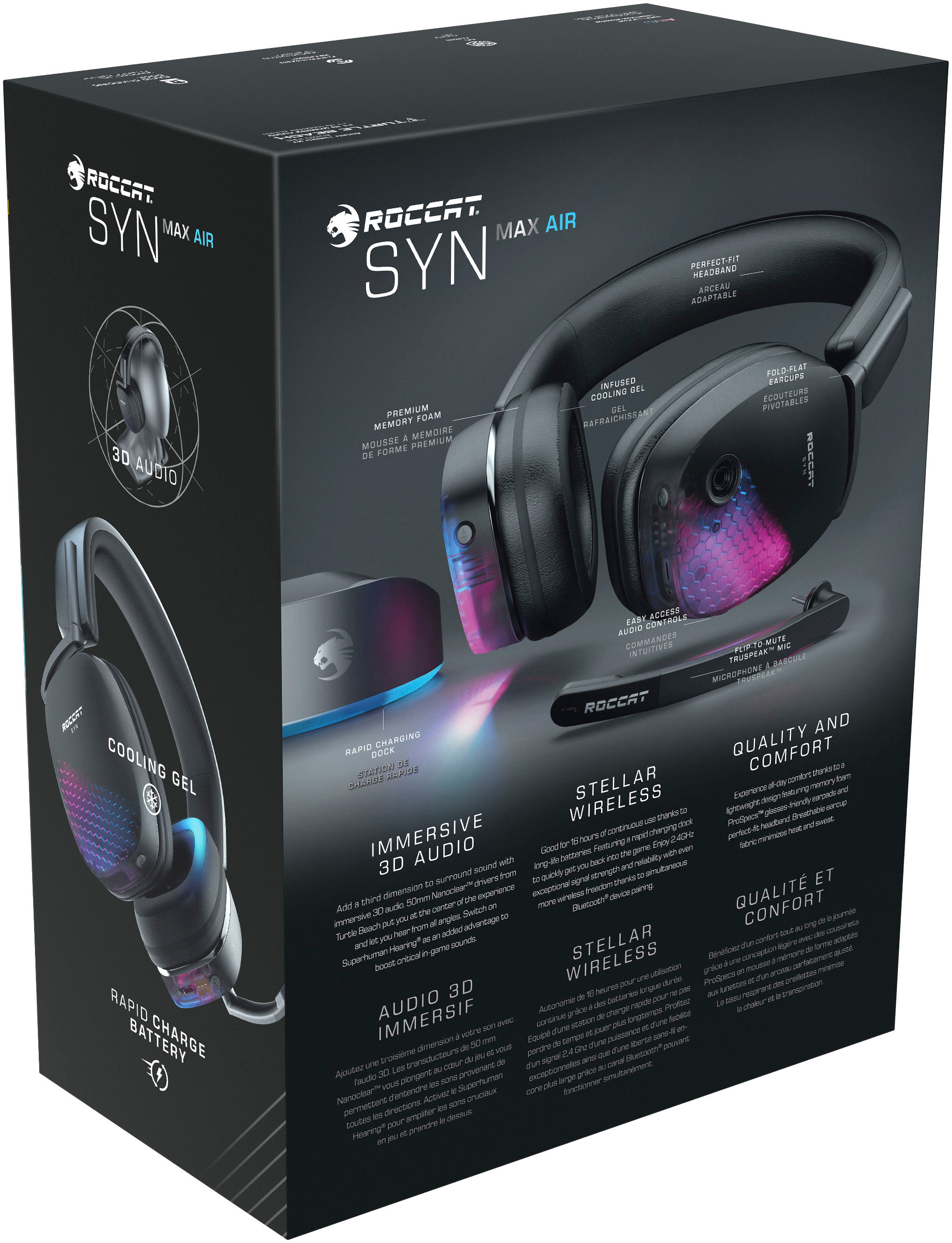 ROCCAT SYN Max Air Wireless Gaming Headset for PC Black ROC