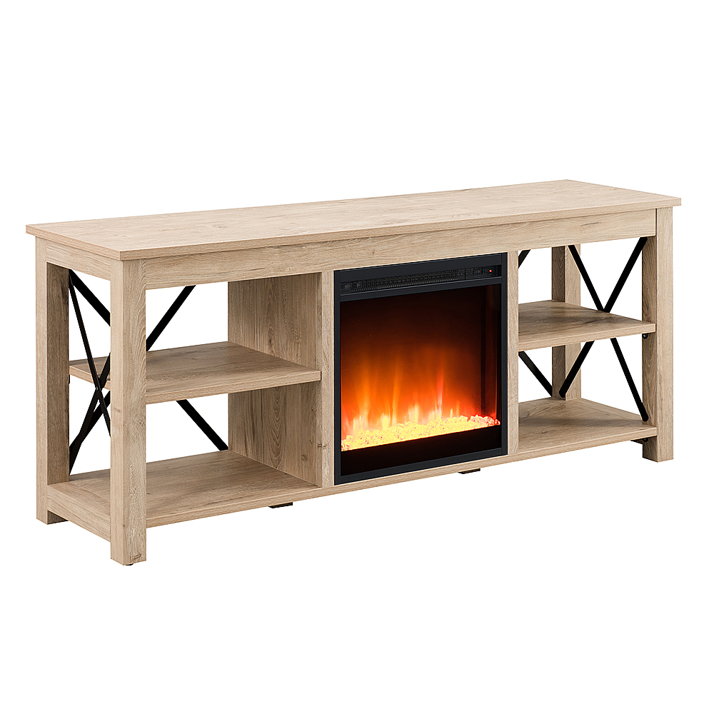 Angle View: Camden&Wells - Sawyer Crystal Fireplace TV Stand for TVs up to 65" - White Oak