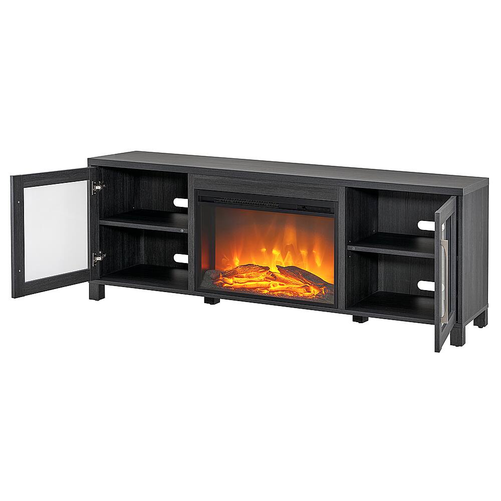 Camden&Wells Quincy Log Fireplace TV Stand for TVs up to 75" Charcoal