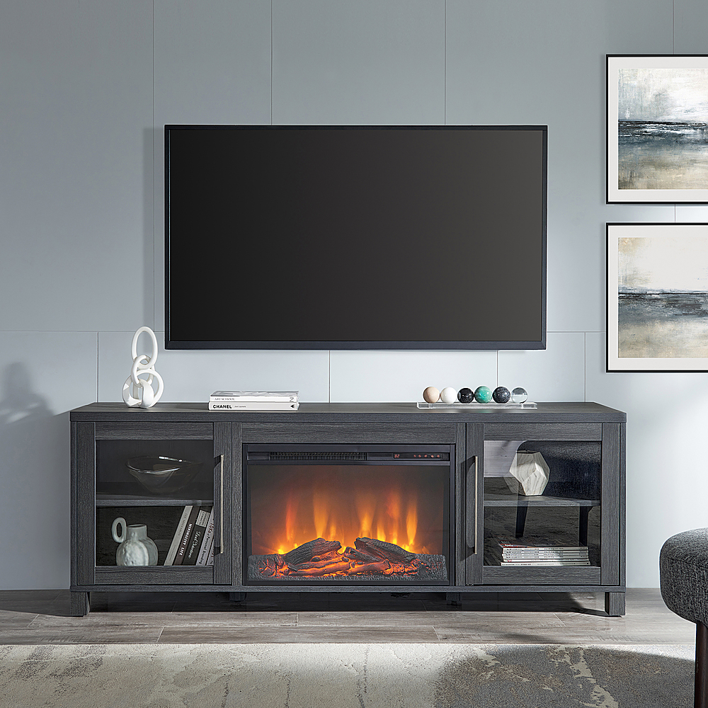 Camden&Wells Quincy Log Fireplace TV Stand for TVs up to 75
