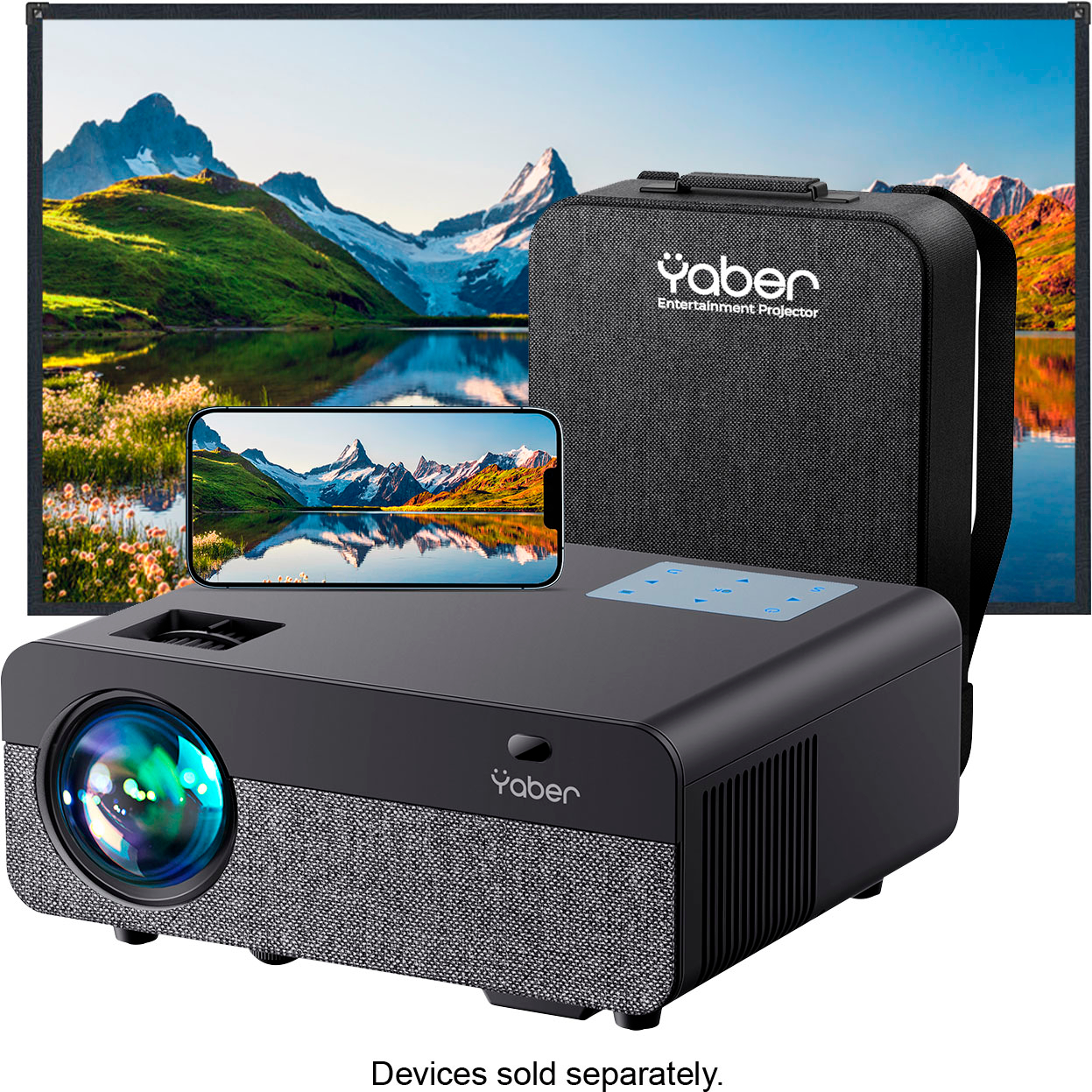 Back View: Yaber - Buffalo Pro U9 1080P Wireless Entertainment Projector with Bonus Screen - Black
