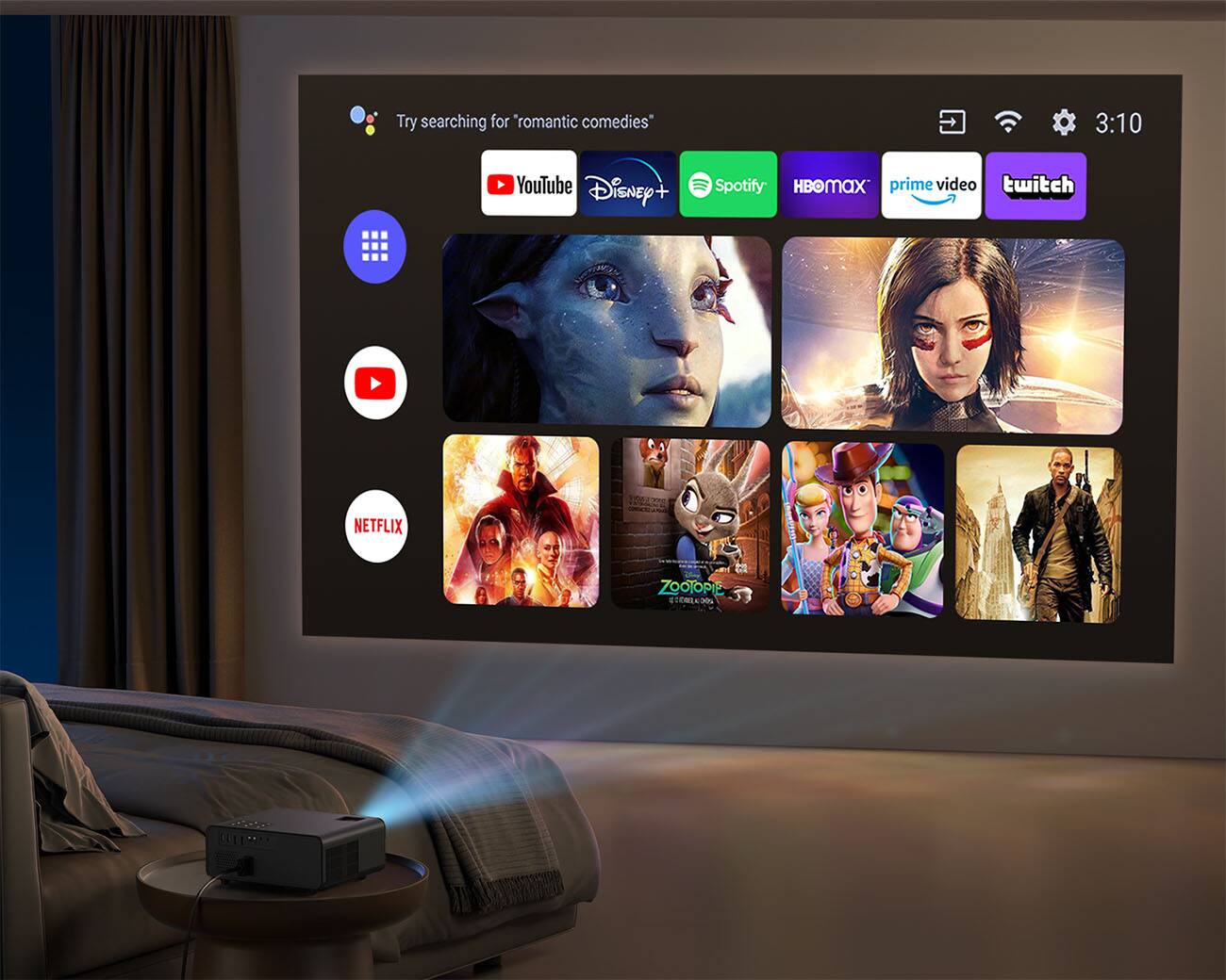 Try searching for romantic comedies on YouTube, Disney+, Spotify, Hulu, Prime Video, Twitch, Netflix, and Zootopie.