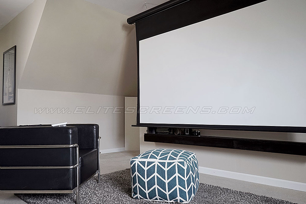 Angle View: Elite Screens - Aeon Acoustic Pro 180" Home Theater Fixed Projector Screen - Black