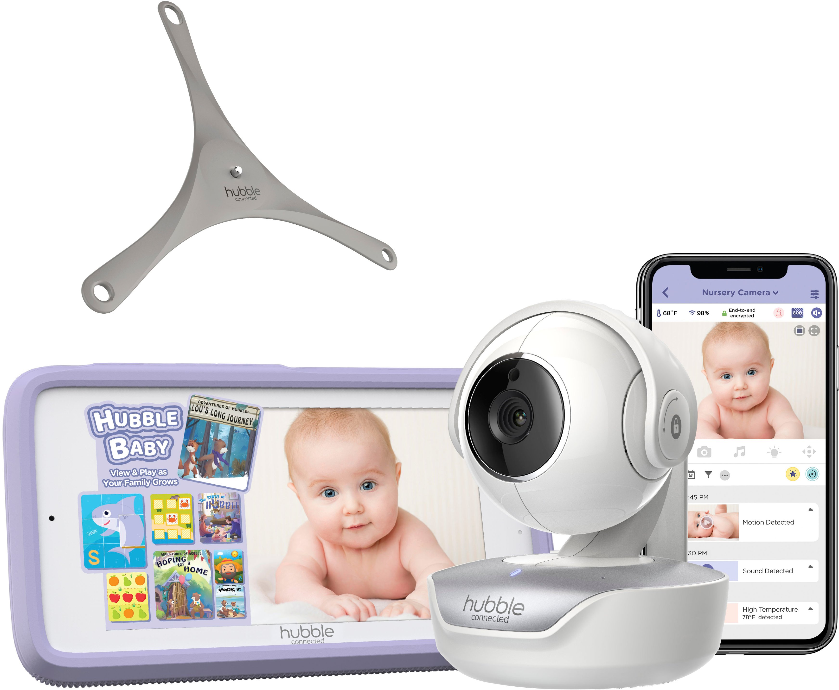 Rejse Et kors løbetur Hubble Connected Nursery Pal Premium with Hubble Grip 5" HD Smart Baby  Monitor with Pan, Tilt, Zoom and Touch Screen White HCTNPPRM - Best Buy