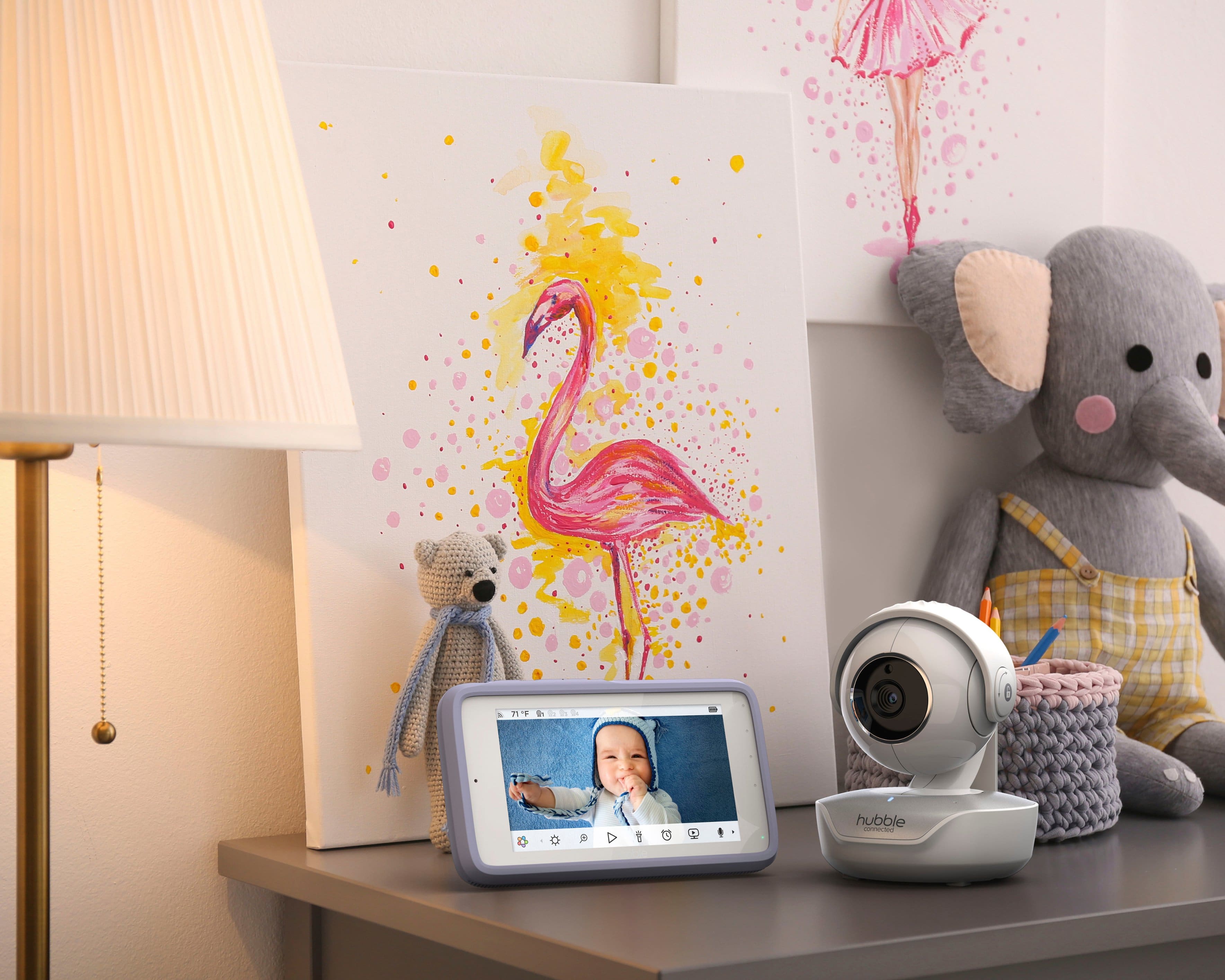 Alt View 15. Hubble Connected - Nursery Pal Premium with Hubble Grip 5" HD Smart Baby Monitor with Pan, Tilt, Zoom and Touch Screen - White.