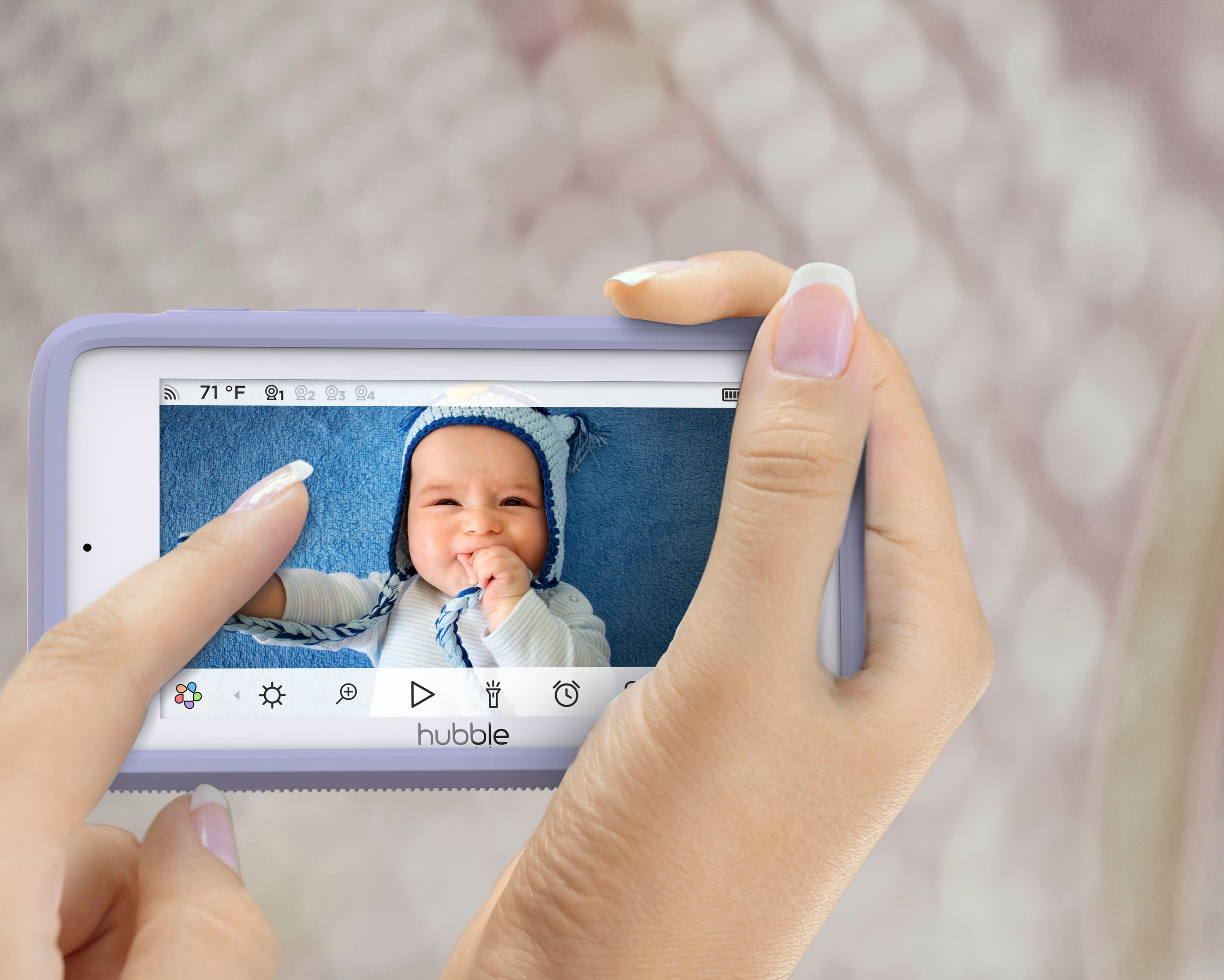 Alt View 16. Hubble Connected - Nursery Pal Premium with Hubble Grip 5" HD Smart Baby Monitor with Pan, Tilt, Zoom and Touch Screen - White.