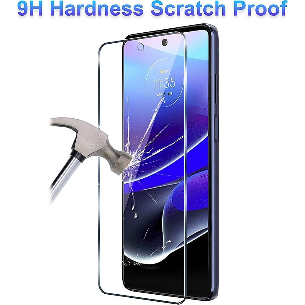 The image shows a cell phone with a cracked screen, which is being fixed using a hammer and a small tool. The phone is placed on a table, and the cracked screen is being worked on. The image also features a 9H hardness scratch proof glass, which is designed to protect the phone's screen from scratches and other damage. The 9H hardness indicates that the glass is very durable and resistant to scratches, making it a suitable choice for protecting the phone's screen.