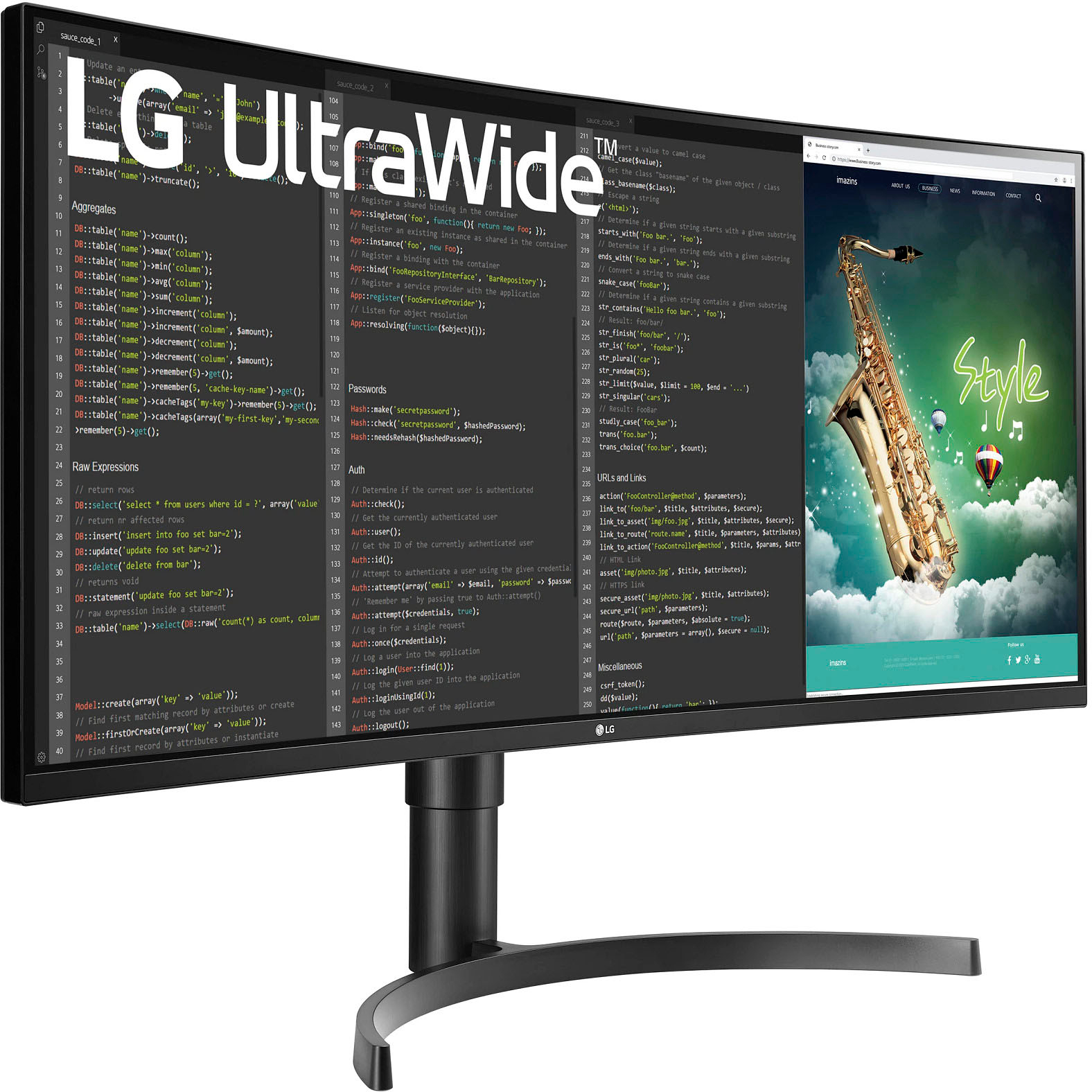 Angle View: LG - 35" LED Curved UltraWide QHD AMD Freesync Monitor with HDR (HDMI, DisplayPort, USB) - Black