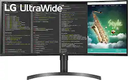 LG - 35" LED Curved UltraWide QHD 100Hz AMD Freesync Monitor with HDR (HDMI, DisplayPort, USB) - Black - Front_Zoom