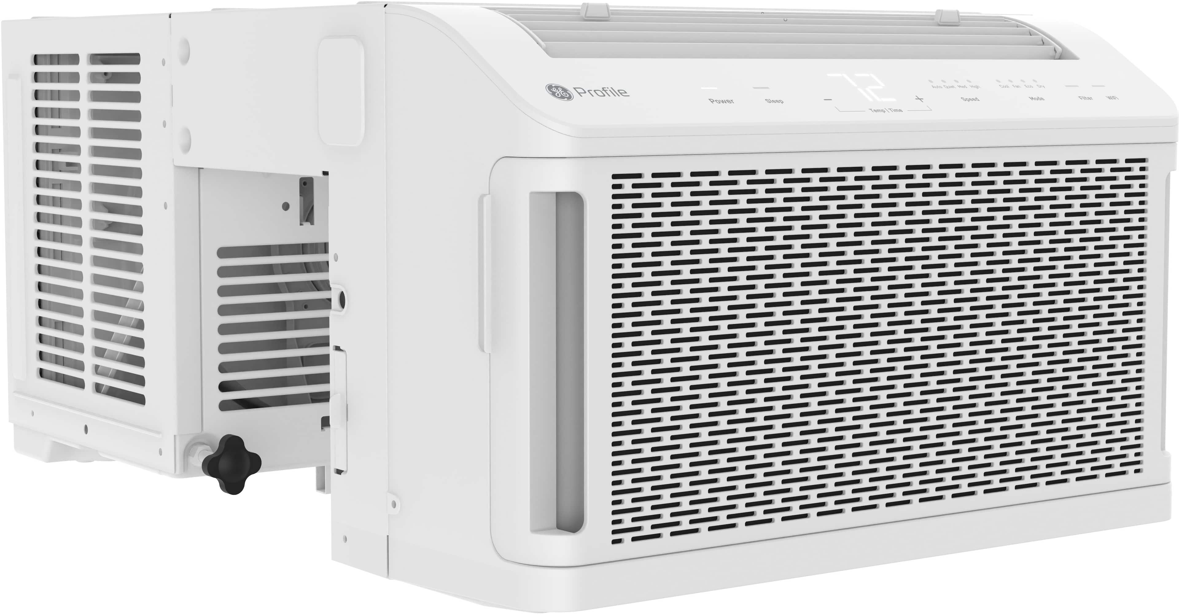 Front. GE Profile - ClearView 250 Sq. Ft. 6,100 BTU Smart Ultra Quiet Window Air Conditioner - White.