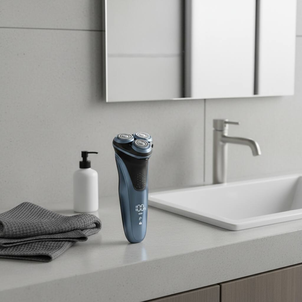 Alt View 1. Dazzed Corner - Rechargeable Electric Razor for Men – IPX7 Waterproof, 4D Flex Blades - Blue.