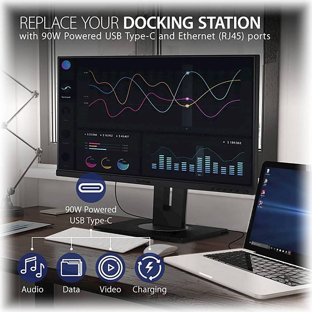 Replace your docking station with a 90W powered USB Type-C and Ethernet (RJ45) ports.