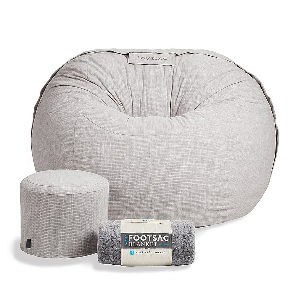Best Buy Lovesac Nickel Woven Chenille Supersac Bundle VU6964