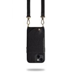 Front Zoom. Noémie - Wallet & Crossbody Strap Case for iPhone 13 - Black/Gold.