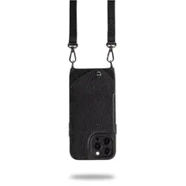Noémie - Wallet & Crossbody Strap Case for iPhone 13 Pro Max & iPhone 12 Pro Max - Black/Black