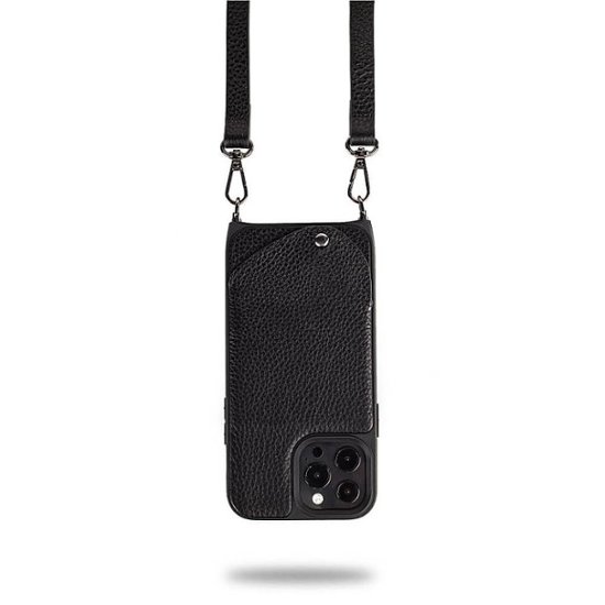 Noémie - Wallet & Crossbody Strap Case for iPhone 13 Pro Max & iPhone 12 Pro Max - White/Black