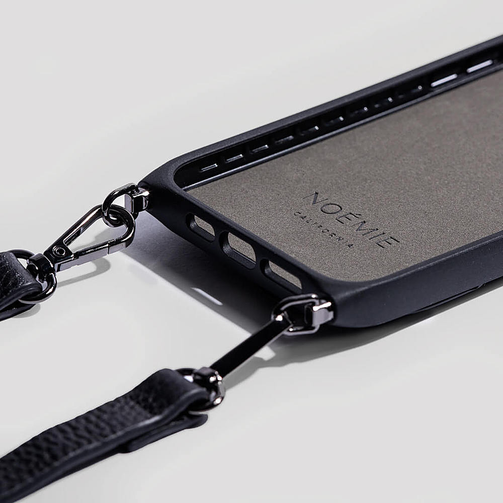 Noémie - Wallet & Crossbody Strap Case for iPhone 13 Pro Max & iPhone 12 Pro Max - Black/Black
