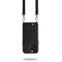 Noémie - Wallet & Crossbody Strap Case for iPhone 13 Pro Max & iPhone 12 Pro Max - Black/Gold - Front_Zoom