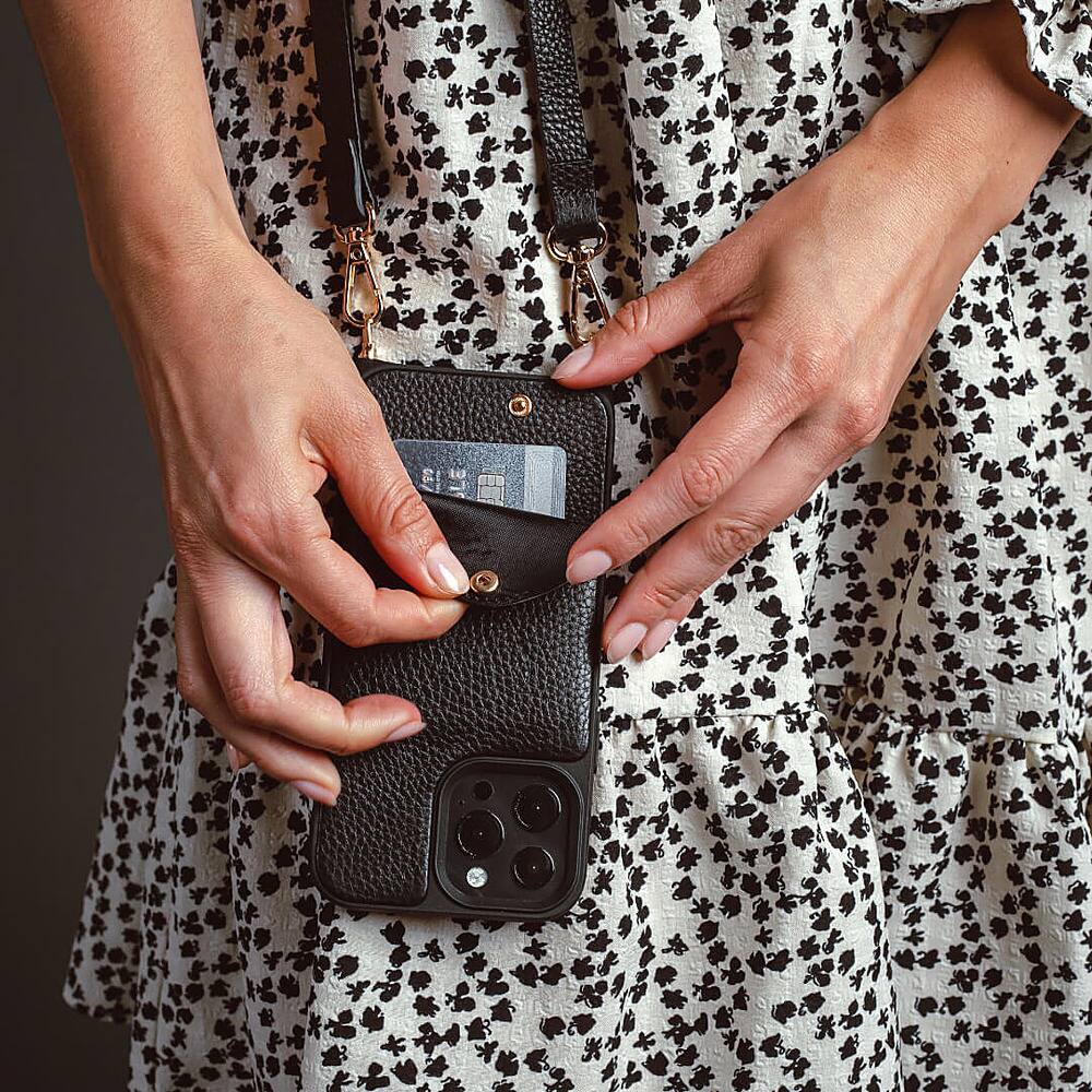 Alt View 13. Noémie - Wallet & Crossbody Strap Case for iPhone 13 Pro Max & iPhone 12 Pro Max - Black/Gold.