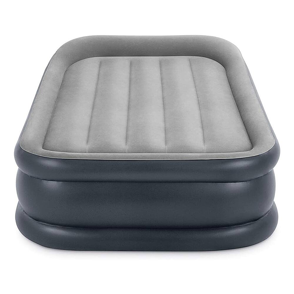Angle. Intex - Pillow Raised Airbed Mattress with Built In Pump - Gray.