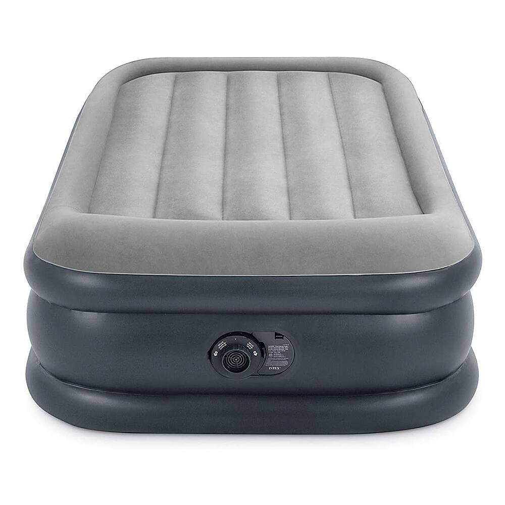 Alt View 11. Intex - Pillow Raised Airbed Mattress with Built In Pump - Gray.