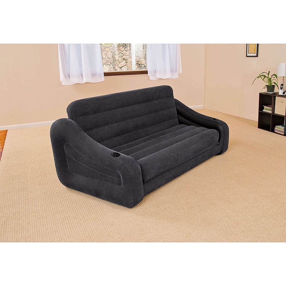 Dark Gray Intex 68566EP Inflatable Queen Size Pull Out Futon Sofa Couch Bed 
