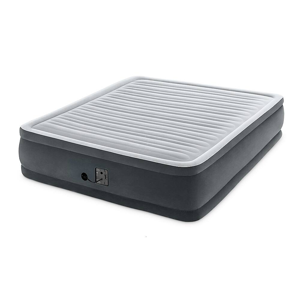 Intex - 18-inch Inflatable Elevated Premium Comfort Airbed w/ Built-In Pump, King - Blue