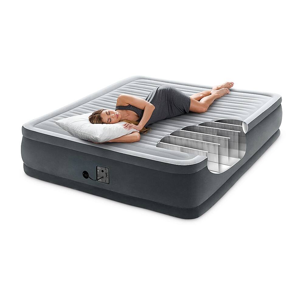 Alt View 11. Intex - 18-inch Inflatable Elevated Premium Comfort Airbed w/ Built-In Pump, King - Blue.