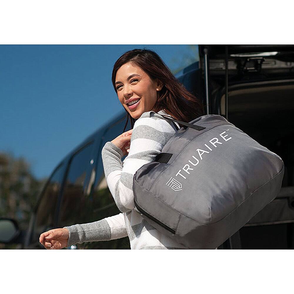 Alt View 12. Intex - Queen Air Mattress Airbed w/ Lumbar Support & Built-in Pump - Gray.