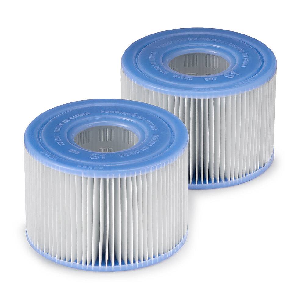 Front. Intex - 29001E PureSpa Type S1 Easy Set Spa Filter Replacement Cartridges, 2 Pack - White.