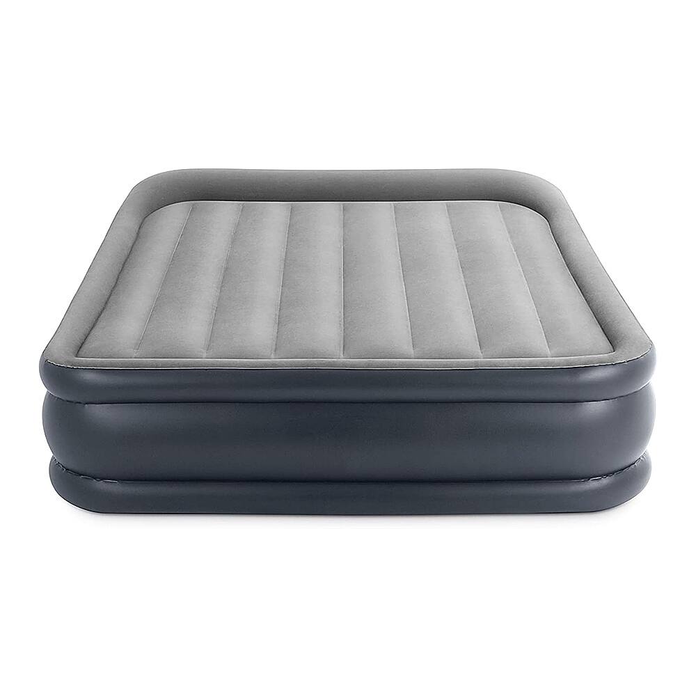 Angle. Intex - Pillow Raised Airbed Mattress with Built In Pump - Gray.
