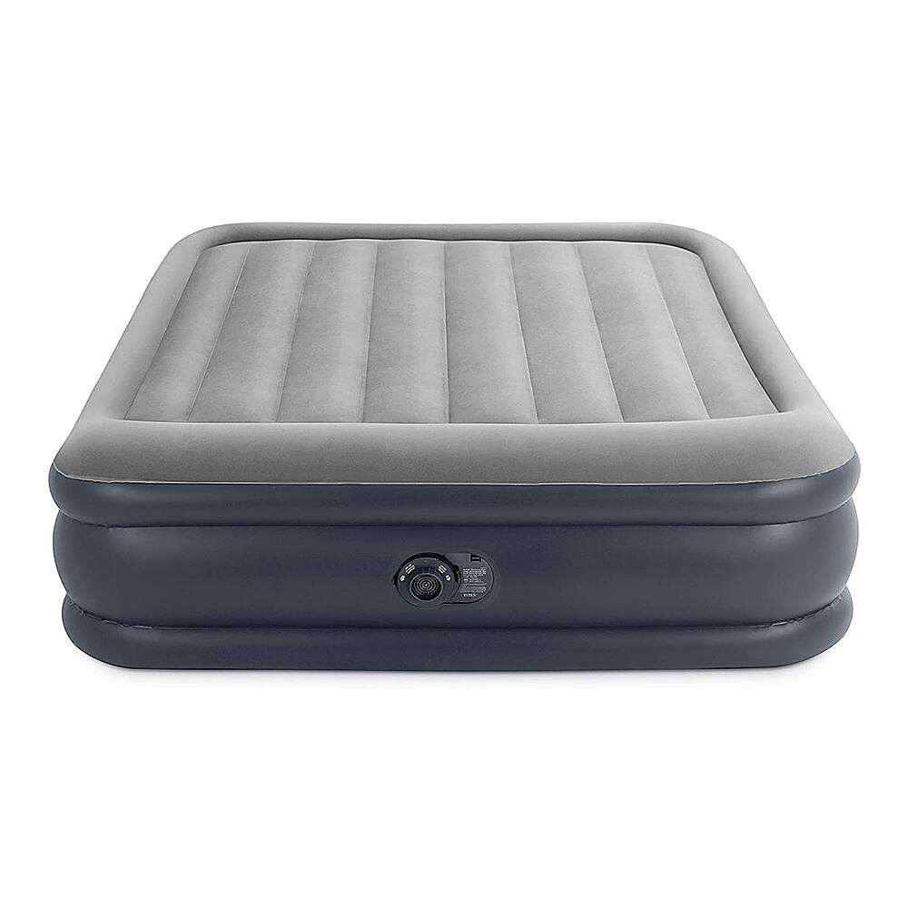 Alt View 11. Intex - Pillow Raised Airbed Mattress with Built In Pump - Gray.