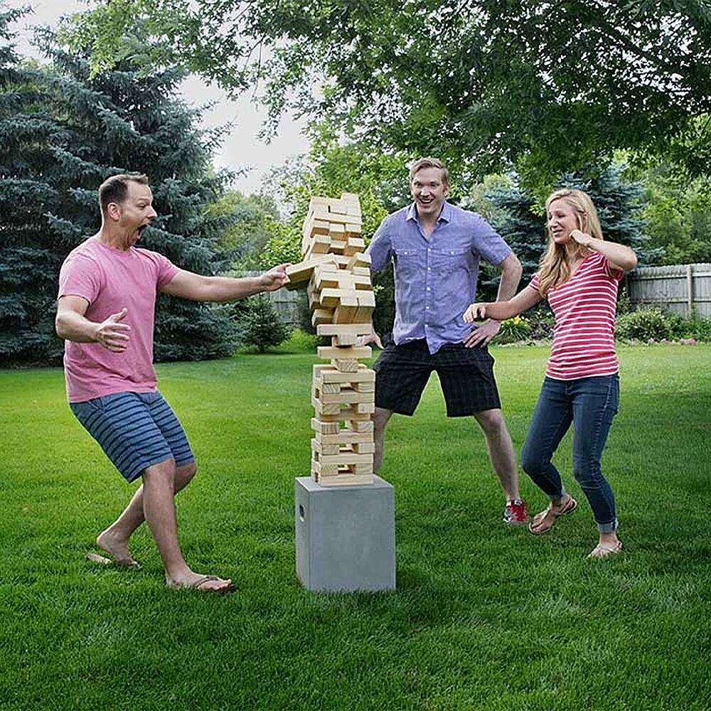 Alt View 12. YardGames - Giant Tumbling Timbers Wood Stacking Game with 56 Natural Pine Blocks - Brown.