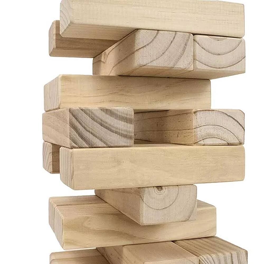 Front. YardGames - Giant Tumbling Timbers Wood Stacking Game with 56 Natural Pine Blocks - Brown.