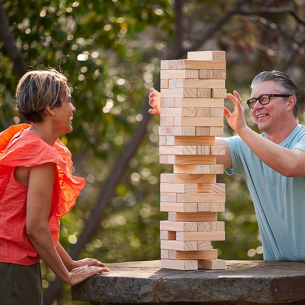 Alt View 11. YardGames - Giant Tumbling Timbers Wood Stacking Game with 56 Natural Pine Blocks - Brown.