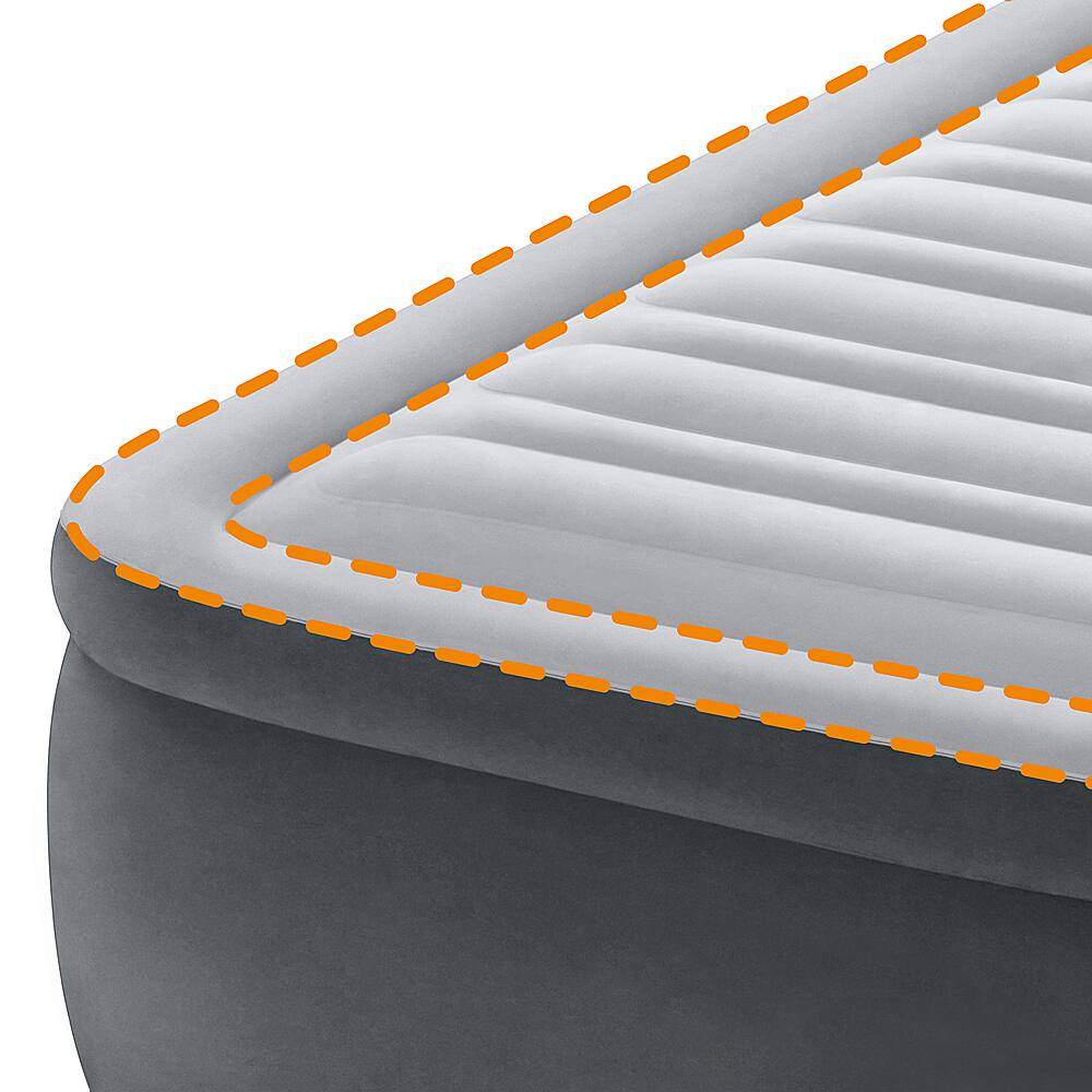 Alt View 13. Intex - Elevated Dura Beam Fiber Tech Airbed with Built in Pump, Queen - Gray.