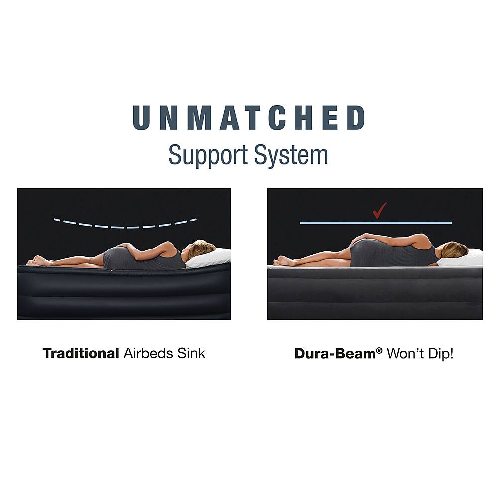 Alt View 19. Intex - Elevated Dura Beam Fiber Tech Airbed with Built in Pump, Queen - Gray.