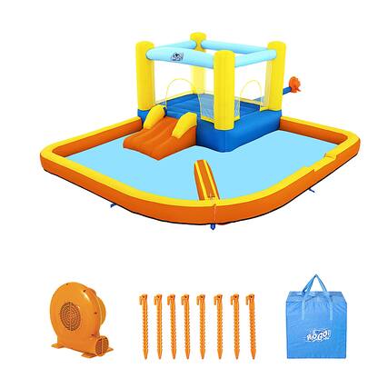 Front. Bestway - Fast Inflatable Beach Bounce Water Park with Air Blower and Bag - Multicolor.