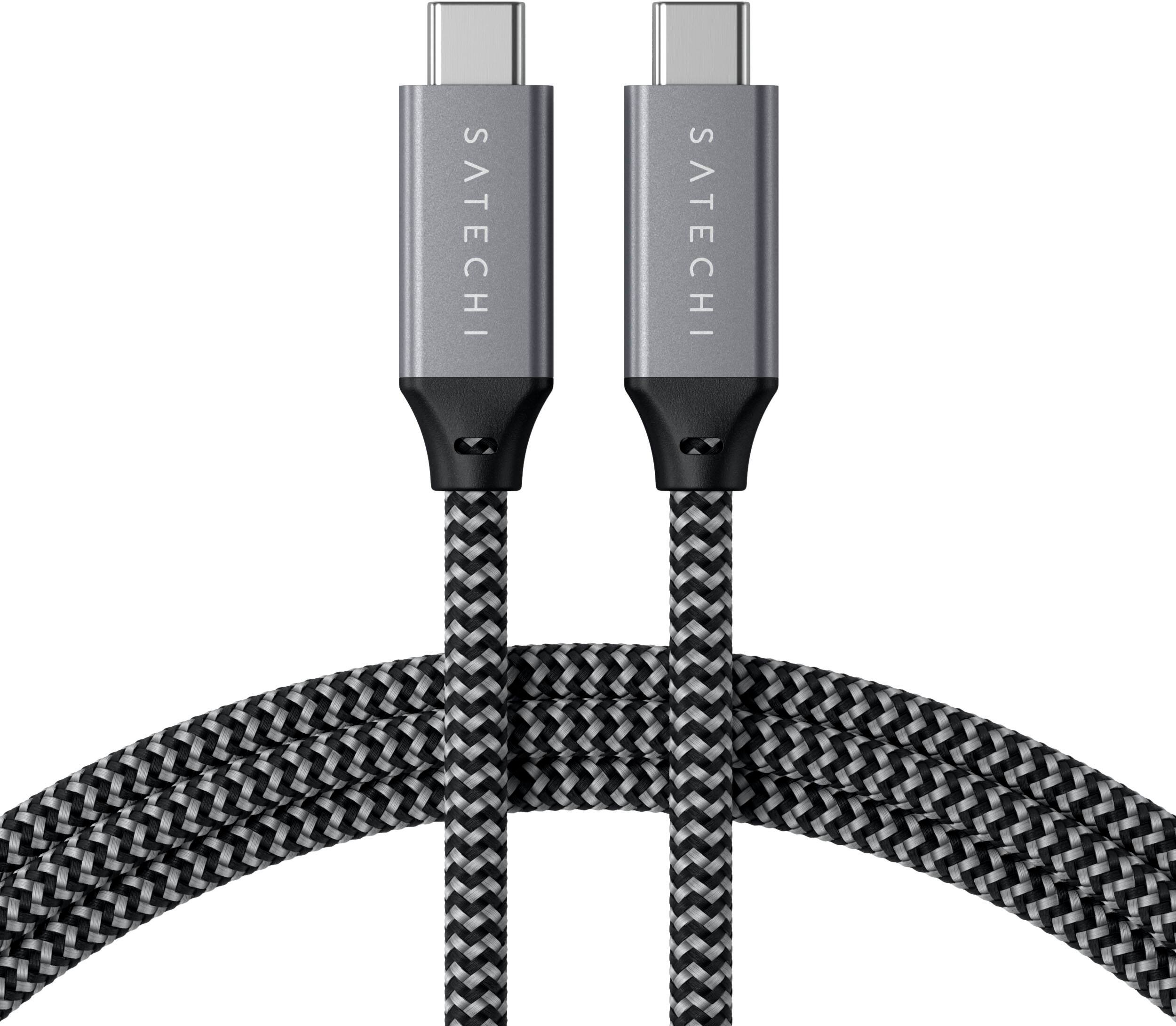Left. Satechi - USB4 to USB C Cable for USB Type C Devices - 30 inches/ 80cm - for Macbook and Windows laptops - Space Gray.