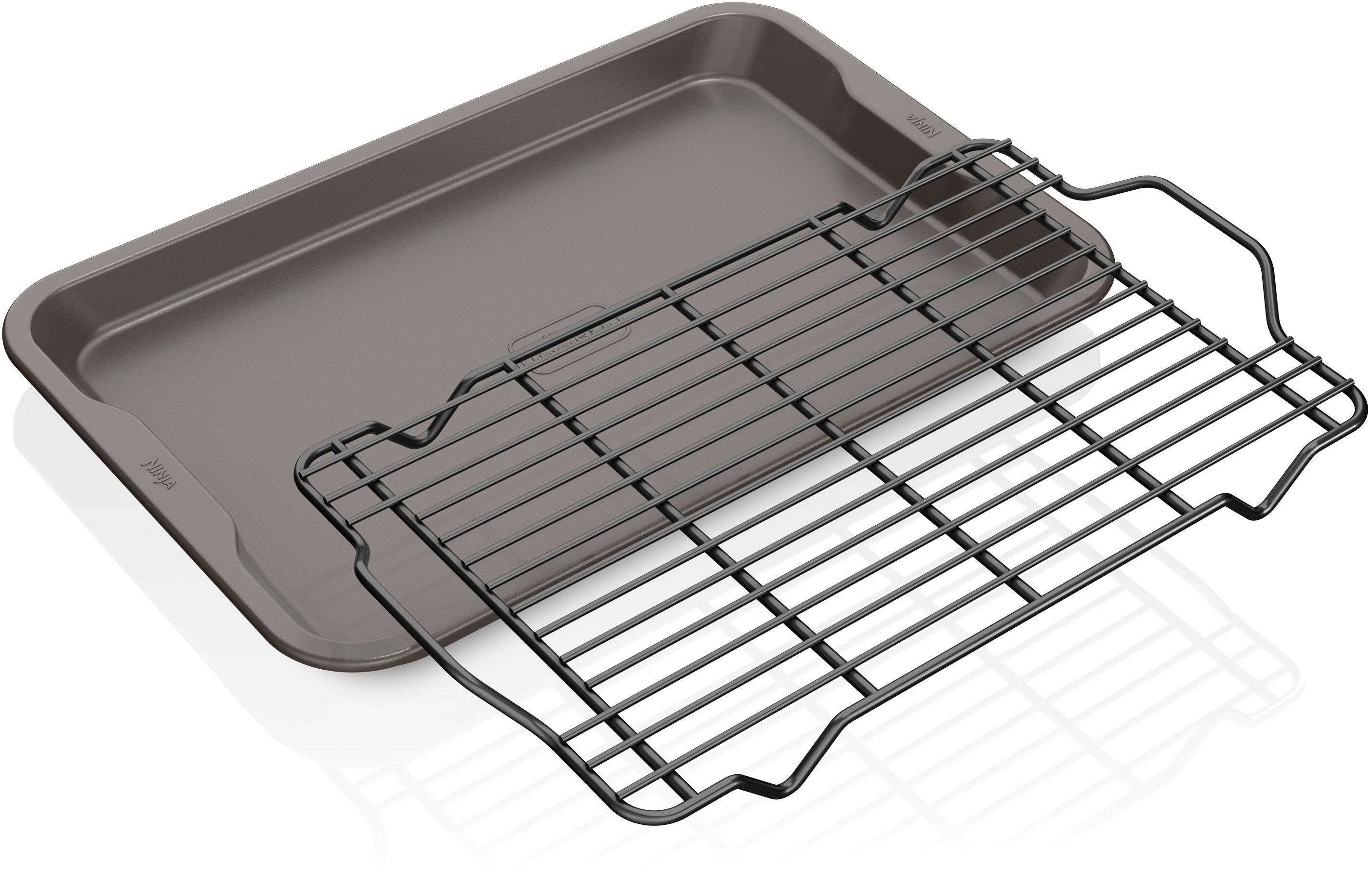 Angle View: Ninja Foodi NeverStick Premium 2-Piece Baking Sheet & Rack Set - Gray